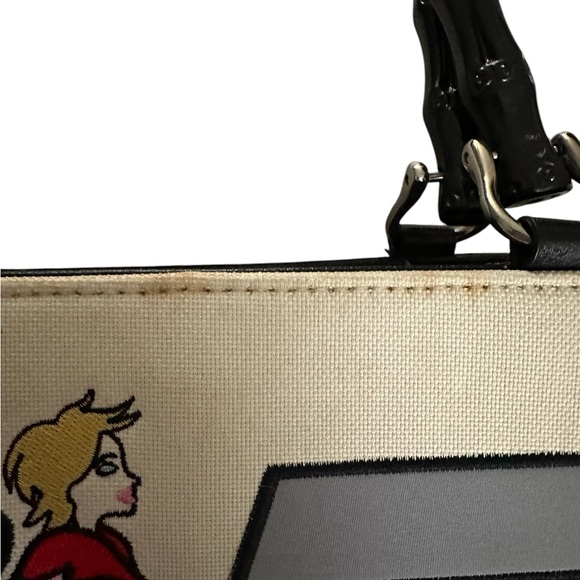 Gigi Olivia Cream/Black Handbag “Gigi’s Boutique” Embroidered NWT - Picture 10 of 17